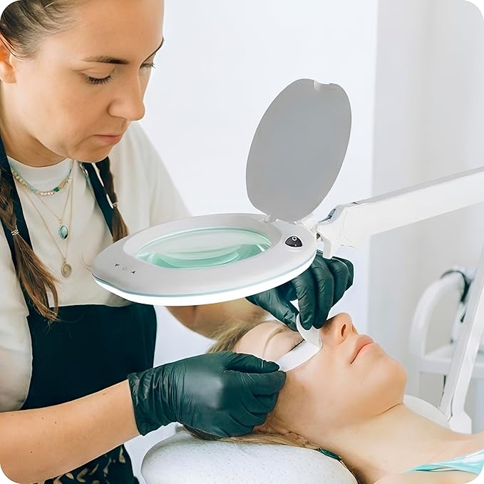 Brightech LightView Pro 2 in 1 Magnifying Floor Lamp & Table Lamp - Hands Free Magnifier with Bright LED Light for Reading - Work Light with Flexible Gooseneck - Standing Mag Lamp