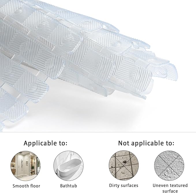 XIYUNTE Shower Mat Non Slip Bath Mat for Tub - 40 X 16 Inch PVC Bathtub Mat Non Slip Shower Mats for Inside Shower, Bath Tub Mat with Powerful Suction Cup, Easy to Cut and Dry, Clear