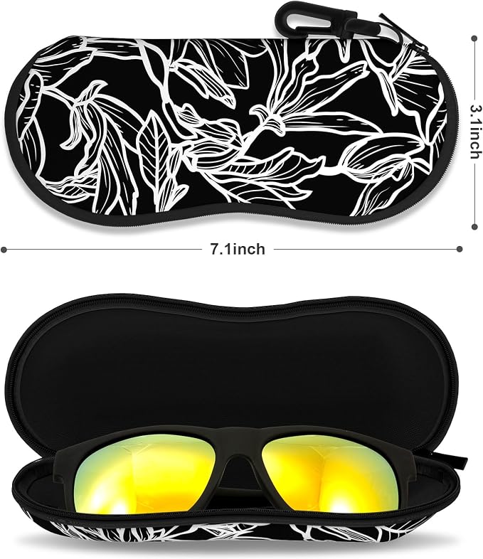 Sunglasses Soft Case, Ultra Light Portable Neoprene Zipper Glasses Case for Men Women
