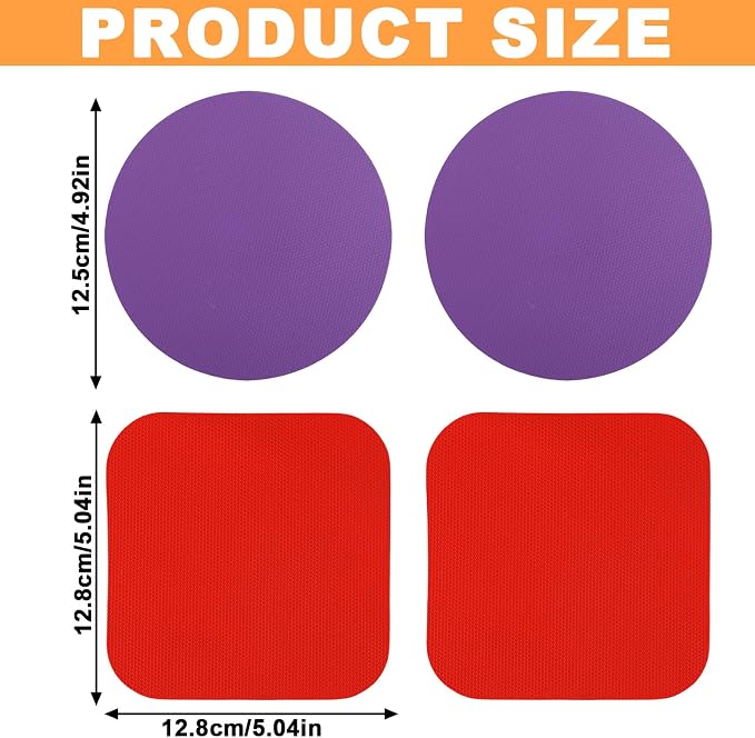 LUTER 4pcs Jar Opener Gripper Pad, Rubber Jar Opener Pad (Purple, Red) | Rubber Round & Square Jar Grippers Multi-function Jar Opener for Seniors with Weak Hands Kitchen Coasters