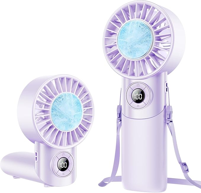 Portable Handheld Fan with Semiconductor Ice Cooling, 5 Seconds Cool Down | 4000mAh Handheld Fan/Table Fan/Neck fan 3 In 1, Rechargeable 10500 RPM Turbo cooling fan for Outdoor,Office,Camping,Travel