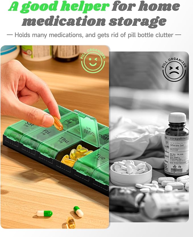 Extra Large Pill Organizer 2 Times a Day, XL 7 Day Pill Box AM PM, Jumbo Weekly Pill Case, Daily Night Oversized Medicine Organizer, Vitamin Holder, Big Pill Container, Twice a Day Pill Organizer