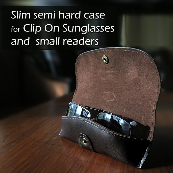 MyEyeglassCase Men Small Glasses case - Eyeglasses Hard Shell Holder Pouch & Cloth-Reading Slim & Narrow Case Heavy Duty