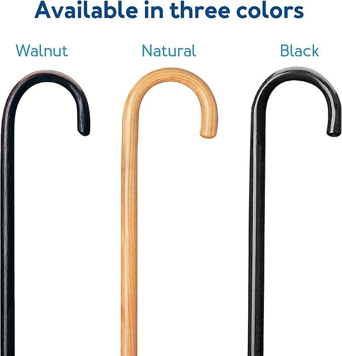 CAREX Solid Wood Walking Cane - Wooden Canes for Men & Women with 250 lb Weight Capacity - 36” Long, 1" Diameter, Wood Canes with Walnut Finish - Rubber Tip Single Point Cane, Walnut Finish, Organic Calendula, 1 Count
