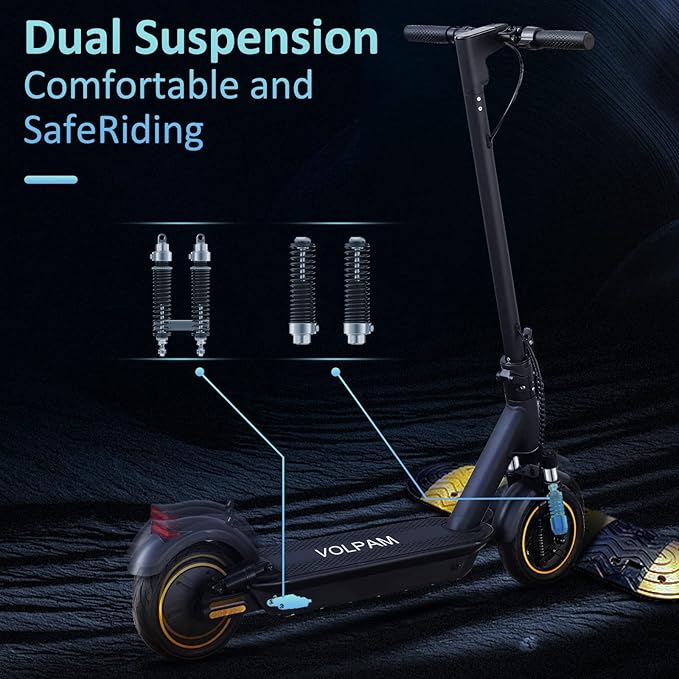 VOLPAM Electric Scooter, 350W/500W Powerful Motor, 8.5"/10" Solid Tires, 19/22Mph, 28/23/21/16 Miles Max Range, Dual Braking