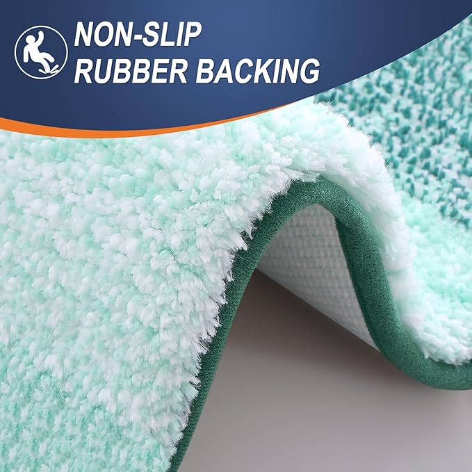 OLANLY Bathroom Rug Set 2 Piece, Soft Absorbent Microfiber Bath Mats and U-Shaped Contour Toilet Rug, Non-Slip, Machine Wash Dry, Plush Shaggy Bath Mats for Bathroom (30"x20"+U24 x20, Blackish Green)