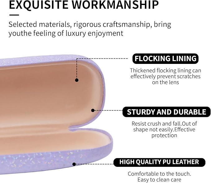 PERFECTSIGHT Hard Shell Eyeglasses Case, Kawaii Protective Glasses Case for Kids, Cute Eyeglass Case for Women Men Girls