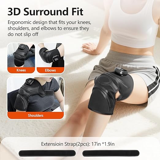 Cordless Knee Massager with Heat Vibration, Heated Electric Knee Brace Massager for Pain Relief, Muscle Relaxation, 3 in 1 Knee Warmers Wrap for Shoulder Leg Elbow, 4 Motors Christmas Gifts for Dad Mom