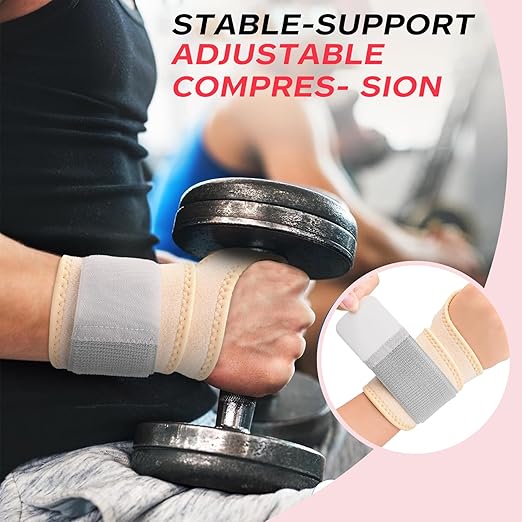 Wrist Support Brace for Carpal Tunnel 2 Pairs Right Left Hand, Wrist Wraps for Women Men, Adjustable Wrist Brace for Tendonitis, Arthritis, Pain Relief, Weightlifting, Sports, Day Night Support, Nude