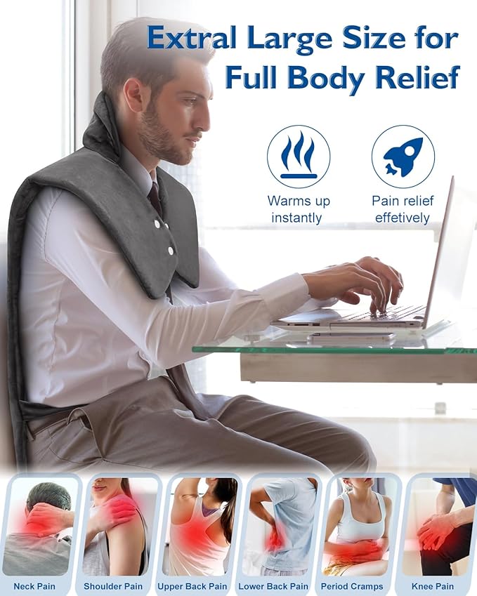 Heating Pad for Neck Shoulders Back, Christmas Gifts for Women Men Mom Dad, FSA Eligible, Large Electric Heated Pad for Full Body Pain Relief, Stocking Stuffers & White Elephant Gifts for Grandparents