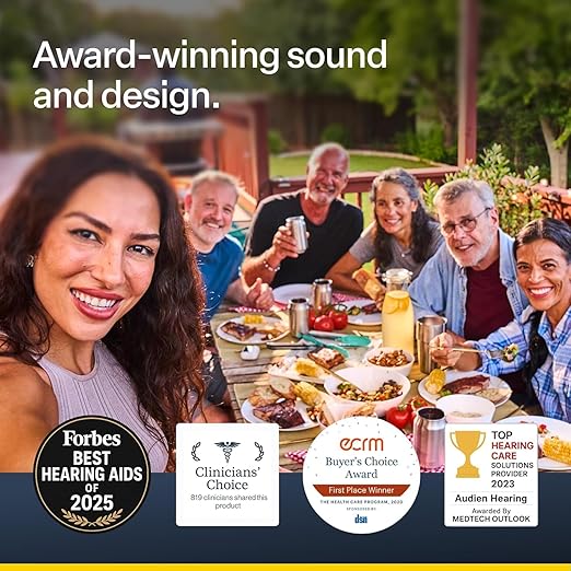 Audien Atom X Hearing Aid Device for Seniors & Adults with Hearing Loss - OTC Bluetooth Hearing Aids w/Charging Case, 48+ Hour Battery Life - Easy Touchscreen Control, Comfortable & Discreet Design