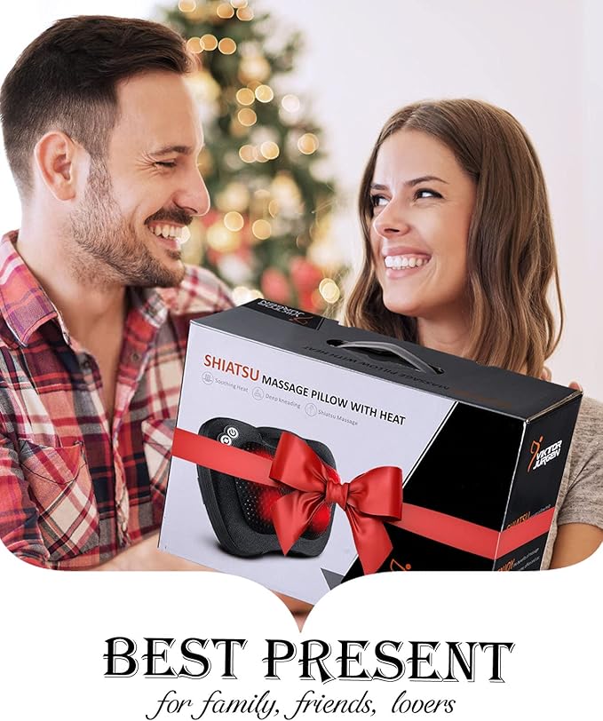 VIKTOR JURGEN Back Massager Neck Massager with Heat, Massage Pillow Gifts for Mothers Day & Fathers Day, Electric Shiatsu Shoulder Massager, Deep Kneading Massager for Back Pain, Neck Pain