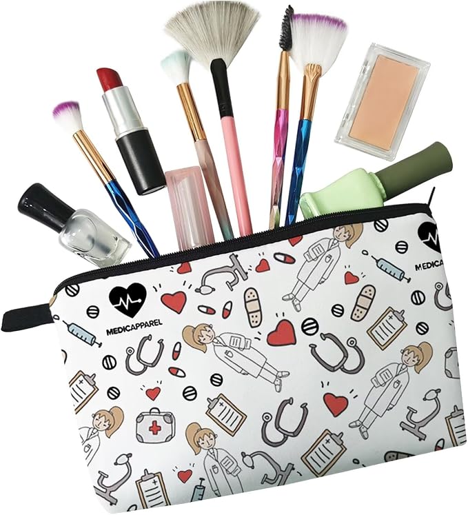 Livel lhood Nurse Medical Supplies Small Makeup Zipper Bag | Nurse Medical Supplies Printed Cosmetic Organizer Pouch, Medical Theme Gift for Women Friends
