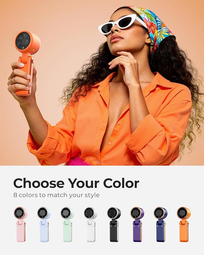 Portable Handheld Turbo Fan - 5 Gear High Speed 4000mAh Rechargeable Mini Personal Hand Fan Blow Cold Air, Battery Operated Travel Essentials, Gifts for Women, Men (Cosmic Orange)