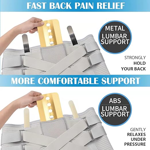 Back Brace for Lower Back Pain - Lumbar Support with Bionic Support System, Adjustable Belt for Men Women, Relieves Sciatica, Herniated Disc, Scoliosis, Posture Correction for Workout, Daily Use, Heavy Lifting(XX-Large, Grey)