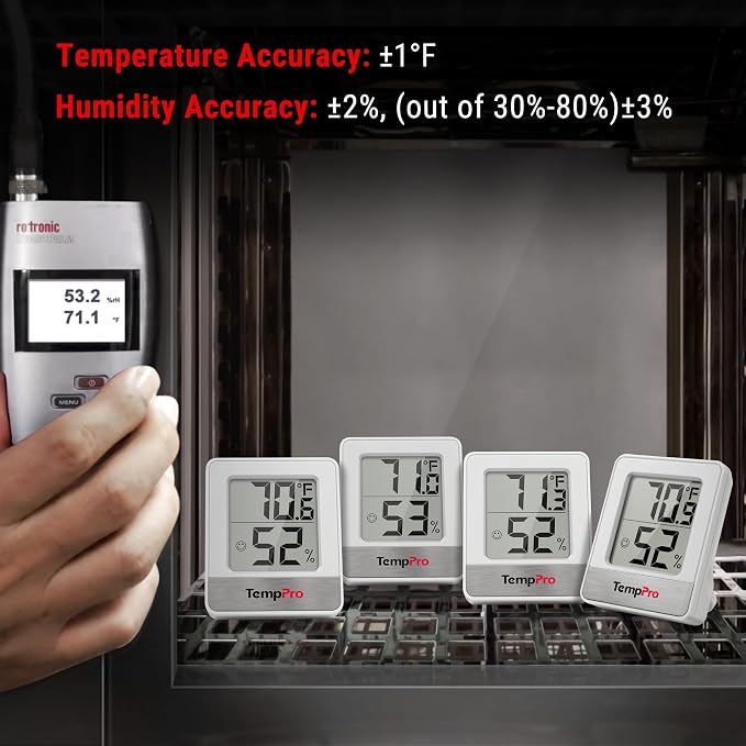 TempPro TP49 3 Pack Digital Hygrometer Indoor Thermometer | Humidity Meter Mini Hygrometer with Temperature and Humidity Monitor Outdoor and Room Thermometer Weather Station