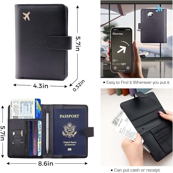 Melsbrinna Premium Leather Passport Holder Covers Case, Waterproof Rfid Blocking Travel Wallet Passport Holder with Pen Holder, Cute Passport Book for Women/Men
