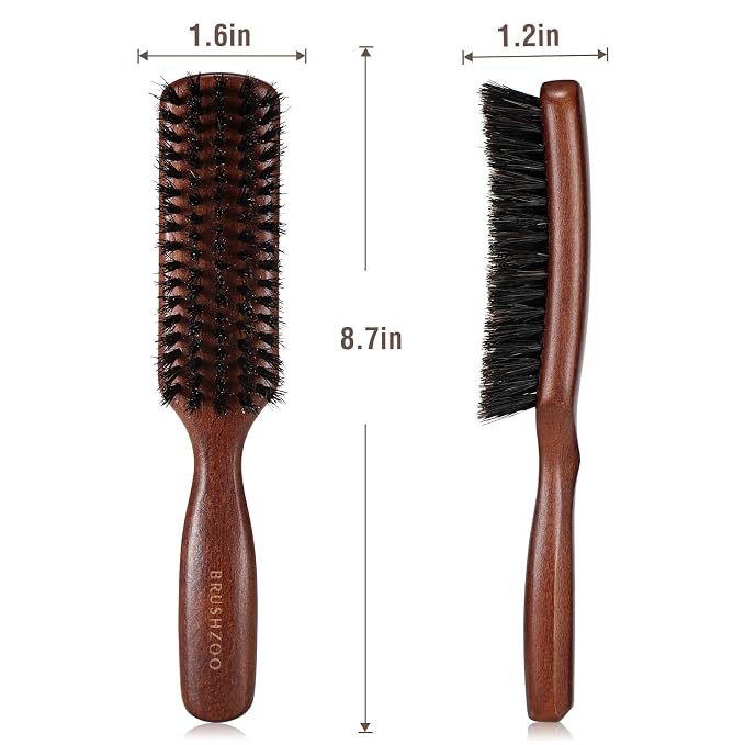 Hair Brush for Men Fine Thin Wavy Hair, Boar Bristle Hair Brush for Add Shine Improve Texture Reduce Frizz, Hairbrush for Beard Straightens Softens