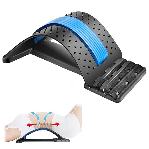 JUMPOW Back Stretcher for Lower Back Pain Relief, 4 Level Adjustable Lumbar Back Cracker Board for Scoliosis, Spine Decompression, Sciatica