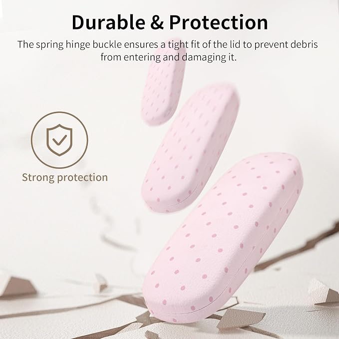 Glasses Case Hard Shell, Cute Sunglasses Case for Women Leather Protective Case for Eyeglass with Cleaning Cloth
