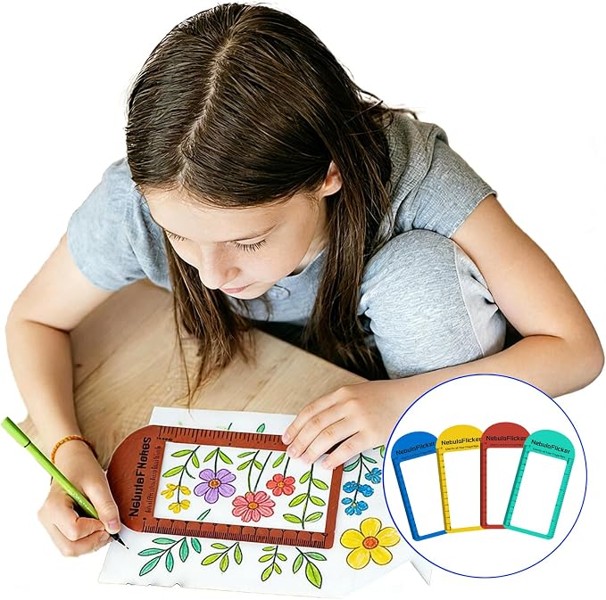 4 Pcs Magnifying Sheet 3X Page Magnifier for Reading Lightweight PVC Fresnel Lens with 4 Pcs Magnifying Bookmark Ruler for Low Vision & Seniors