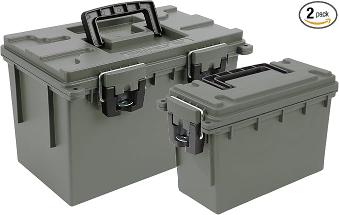 Sheffield Ammo Box Made in USA, Stackable Lockable Ammo Storage Box, Green | XL & Standard Lockable Storage Box, Water & Dust Resistant Dry Box, Secures Hunting Gear, Gun Accessories, Supplies, Bullets