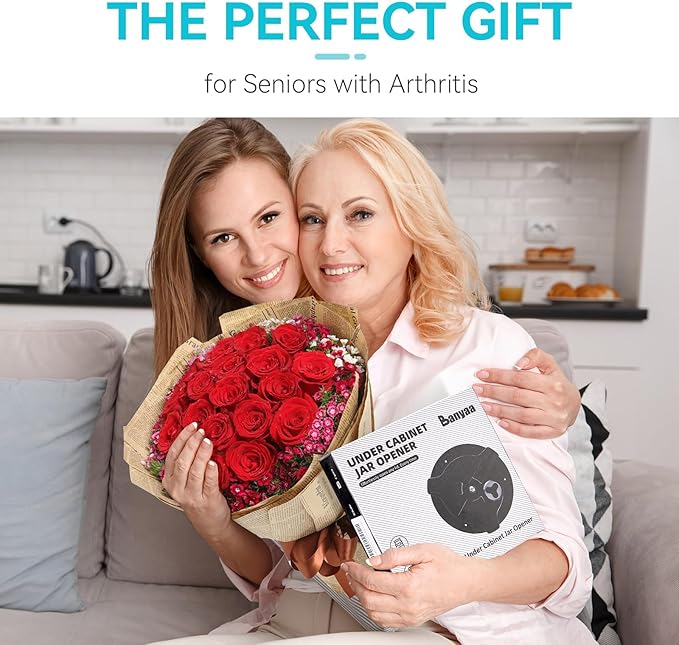 Jar Opener Bottle Opener for Seniors with Arthritis - Under Cabinet Jar Opener for Weak Hands, Rotary Lid Opener, Easy Twist-Off Lids for Jars & Bottles, Original Kitchen Gadgets (White)