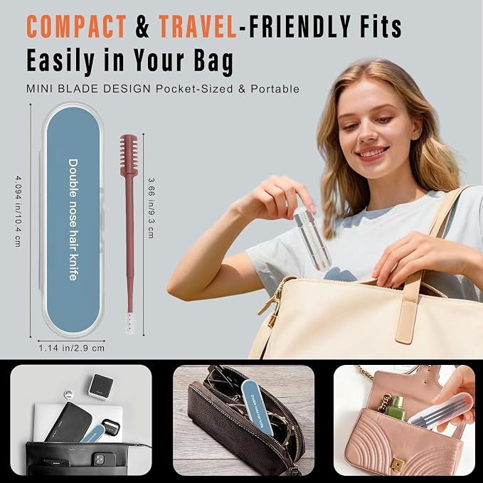 New 2026 Upgraded Staggered Blades Nose Hair Trimmer - Pain-Free & Efficient Nostril Hair Remover for Men and Women, Manual 360°Rotation with Soft Cleaning Brush (4-Pack) White