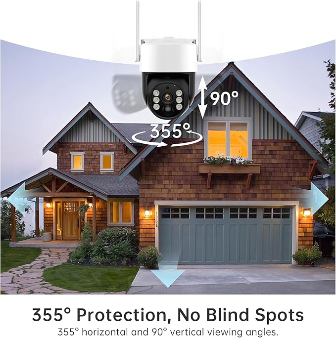 Solar Security Cameras Wireless Outdoor, 2.4GHz Dual WiFi Cameras for Home Security, Battery Powered Outside Camera with Human Detection,Color Night Vision,2-Way Talk,Siren Alarm（2-Pack）