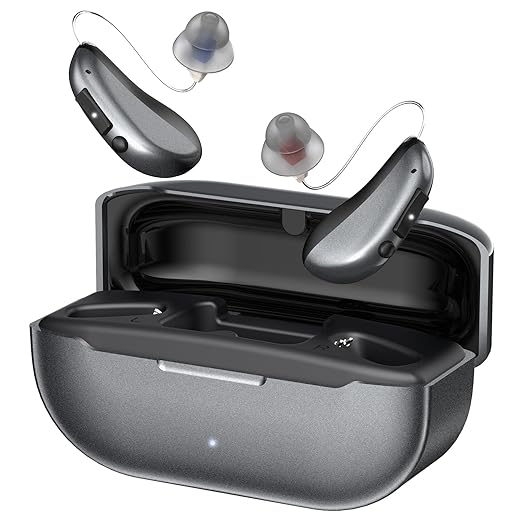 Hearing Aids, Hearing Aids for Seniors with Moderate Hearing Loss, 16 Channel Rechargeable Hearing Amplifiers with Noise Cancelling, Five Levels of Volume Adjustment, Clear Sound and Easy to Use