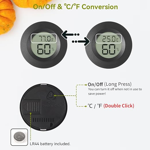 Atogou 3-Pack Mini Hygrometer & Thermometer, Indoor Digital Humidity Meter | ℉/℃, Outdoor Gauge Temperature for Home, Office, Reptile, Car, Greenhouse, Lab, Terrarium, Cellar.. A01 Black