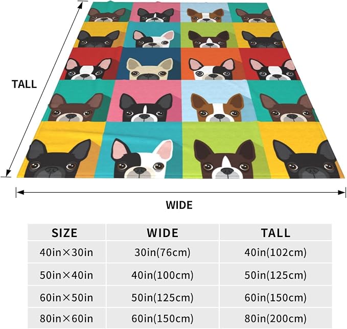 Boston Terrier Throw Blanket 50x60 Inches - Soft Flannel Blankets for Adults - Cute Dog Blanket for Couch & Bed - Boston Terrier Gifts for Women & Men - Pet Lover Home Decor