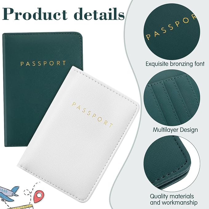 2 Pcs Passport Cover Holder for Travel Waterproof Leather Passport Wallet Case Book Travel Cruise Essentials for Women Men | 2 Pieces