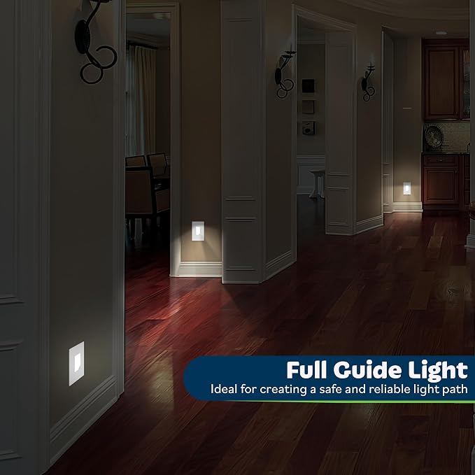 TOPGREENER 10Pack Full Face LED Decorator Guide Light with Auto Sensor | 120VAC/15A Night Light with Automatic Daylight Sensor Soft Glow for Hallways, Stairs, Bathrooms. UL listed, White