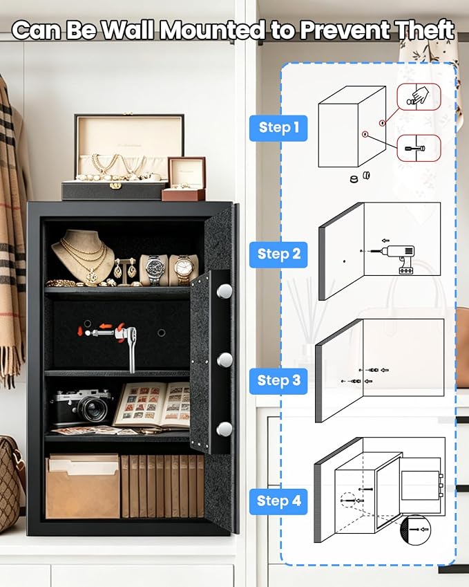 [𝟐𝟎𝟐𝟔] 𝟑𝟓𝐌𝐢𝐧 𝟏𝟕𝟎𝟎°𝐅 Fire Proof Safe for Home Documents, 4.5 Cuft Fireproof Safe for Home, Home Safes With Removable Shelf, 𝟒𝟒𝐋𝐛𝐬 Heavy Duty Safes with Anti-theft for Home, Office