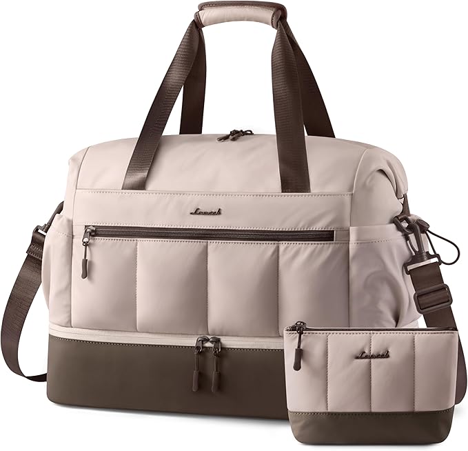 LOVEVOOK Travel Duffel Bag, Weekender Bags for Women, Large Overnight Bags with Shoe Compartment, 38L Carry on Gym Hospital Bag with Wet Pocket, 2 Pcs