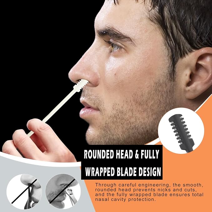 New 2026 Upgraded Staggered Blades Nose Hair Trimmer - Pain-Free & Efficient Nostril Hair Remover for Men and Women, Manual 360°Rotation with Soft Cleaning Brush (4-Pack) Gray