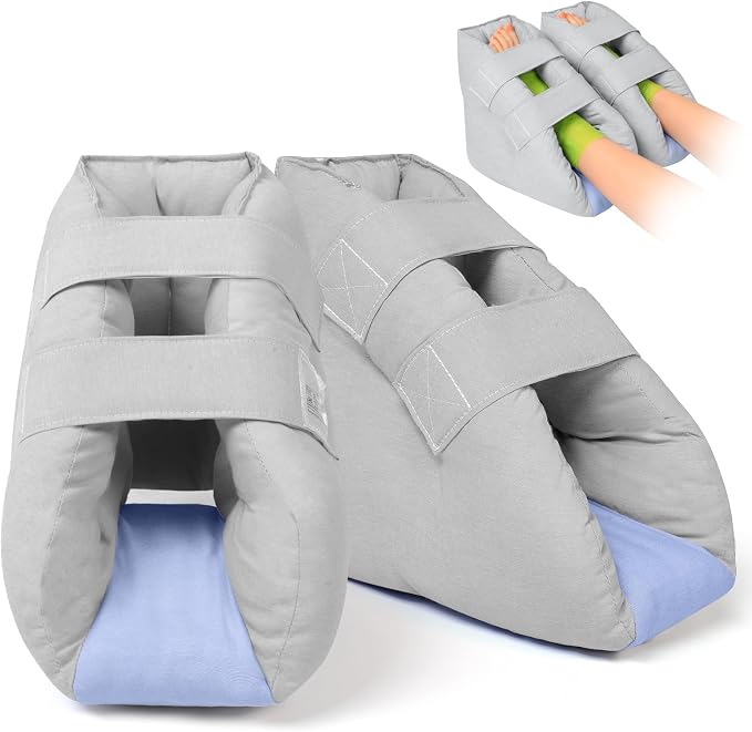 JGTYGE Heel Protectors for Pressure Sores, Adjustable Heel Cushion Boots with Open Heel Design for Elderly Bedridden Patients, Ankle Support Pillow for Post Surgery Recovery & Wheelchair Use