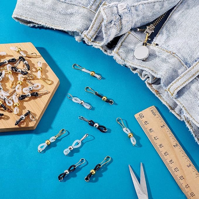PH PandaHall 40pcs Zipper Holder Upper for Jeans Keep Zipper up on Pants, 4 Colors Silicone Zippers Puller Tool Hook for Jeans Zippers and Button for Pants and Skirt