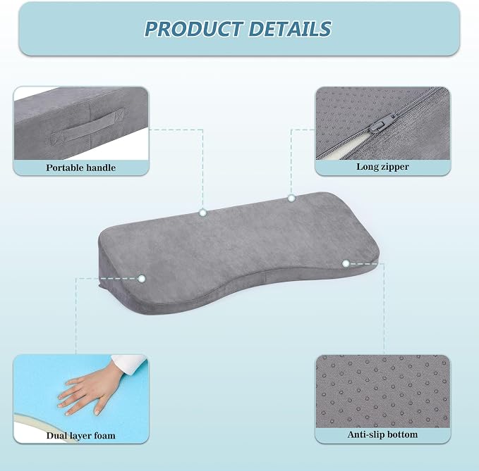Long Wedges for Bed Positioning Pillow for After Surgery Curved Shaped Medical Wedge Pillows for Seniors to Prevent Bed Sore and Improve Healing Process No-Slip Bottom Height 5 Inch