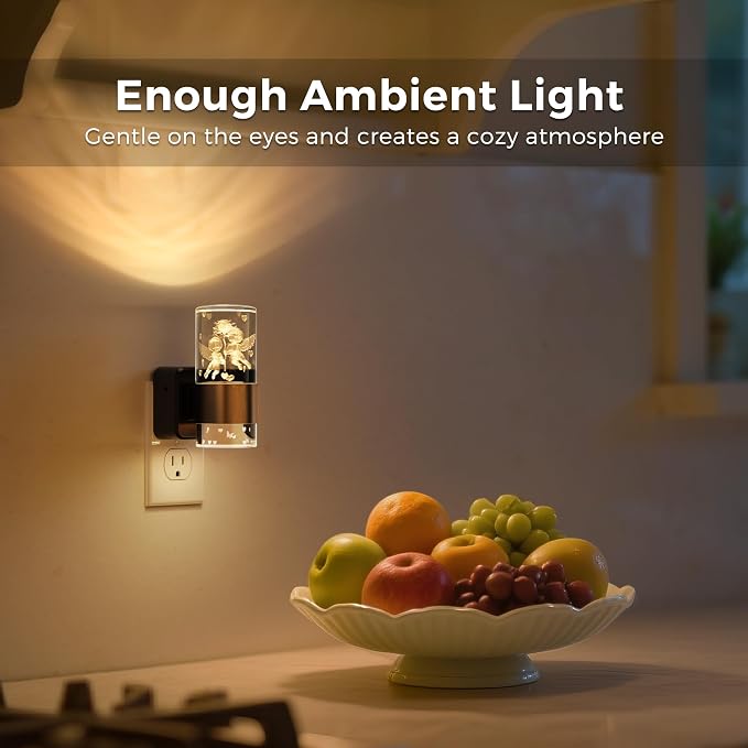 L LOHAS LED Night Lights Plug into Wall, Dusk to Dawn Sensor Nightlight | 9 Colors Changing, Adjustable Brightness, Acrylic Decorative Night Lights for Bathroom, Wedding, Birthday Gift