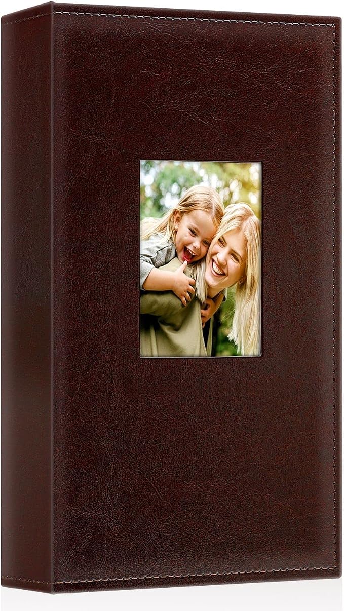 Ywlake Photo Album 4x6 300 Pockets, Leather Photo Albums Holds 300 Horizontal Only Pictures Brown