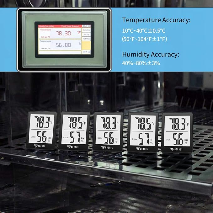 DOQAUS Digital Hygrometer Indoor Thermometer Humidity Meter, Black | Mini Room Thermometer, 5s Fast Refresh, Accurate Temperature and Humidity Monitor for House, Baby Room, Greenhouse, Incubator