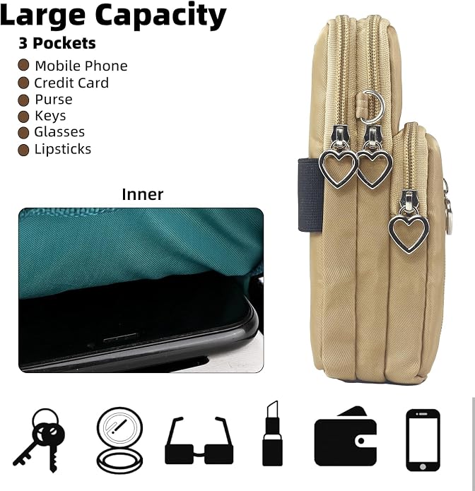 Small Crossbody Bag for Women - Mini Phone Purses with Crossbody Strap and Wallet - Nylon Arm Bag