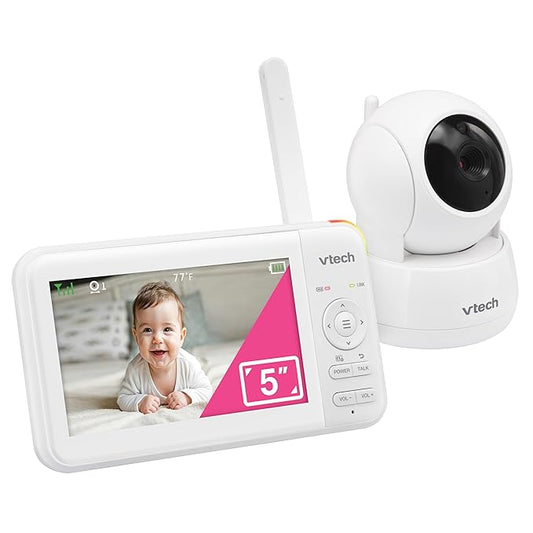 VTech Video Baby Monitor with 5" LCD Screen, Up to 17Hrs Video & 31Hrs Audio Battery Life, Night Vision, 1000ft Range, Pan-Tilt-Zoom, Lullabies, Soothing Sounds, Temperature Sensor, No WiFi: 924W