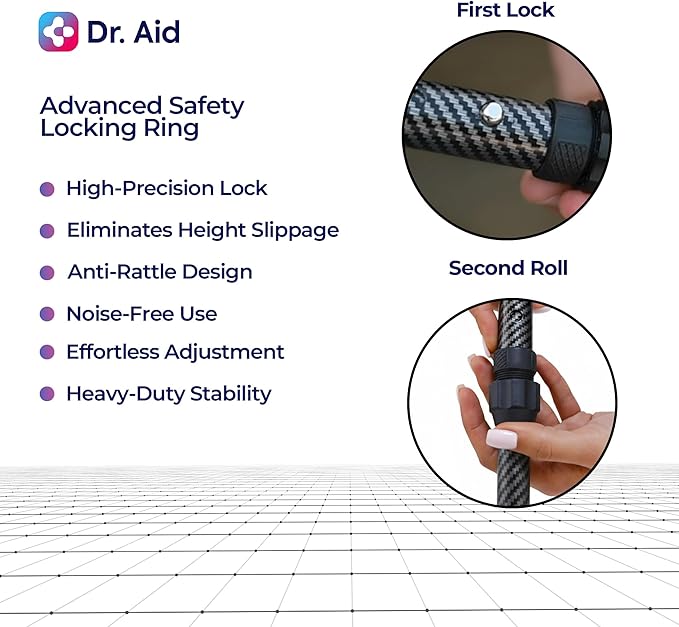 Dr. Aid Tripod and fourpod Walking Cane for Men & Women Premium Carbon Fiber Black Cane Adjustable Heavy-Duty 3 or 4-pronged Walking Stick for Seniors, Supports 400 lbs
