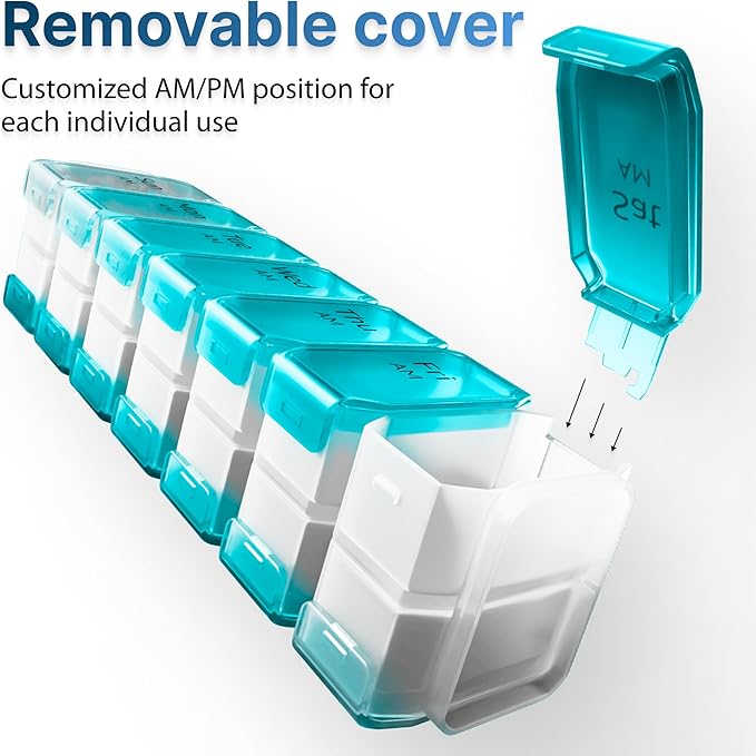 Extra Large Pill Organizer 2 Times a Day – XL Pill Box 7 Day with Big AM/PM Compartments – Fits Large Vitamins, Supplements & Gummies, for 7 or 14-Day Use, Color-Coded, Senior-Friendly, No Spills