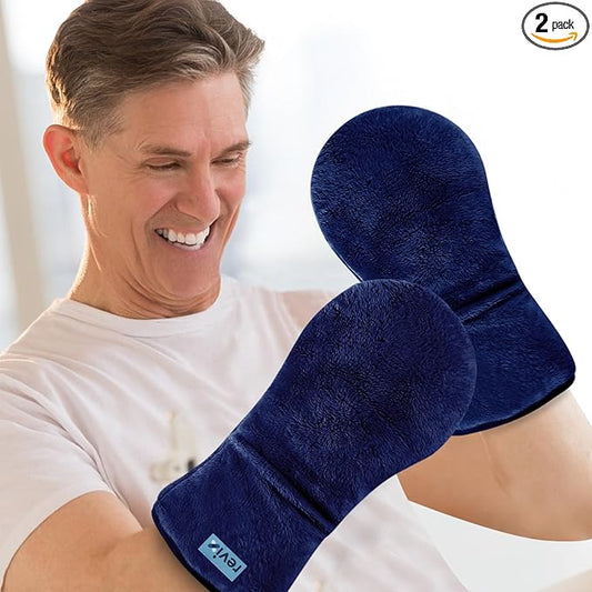 REVIX Microwavable Therapy Mittens for Hands and Fingers, Moist Heat Hand Warmers Gloves, Natural Unscented Heating Mitts (1 Pair)