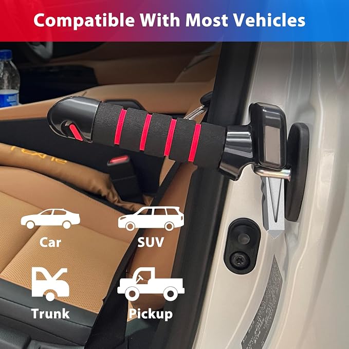 Car Door Handle for Elderly, Car Handle Assist, Car Cane Assist Handle with Anti-Slip Grip Portable for Seniors & Handicapped, Multifunctional Support Handle (2 Pack)