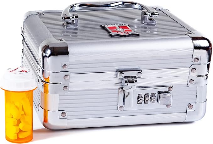 MEDICINE RX SAFE Medication Carrying Case - Small/Silver